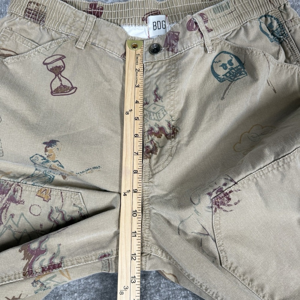 BDG Pants Men's Large Beige Double Knee Carpenter Bulldog Golf Skull Football - Picture 10 of 12